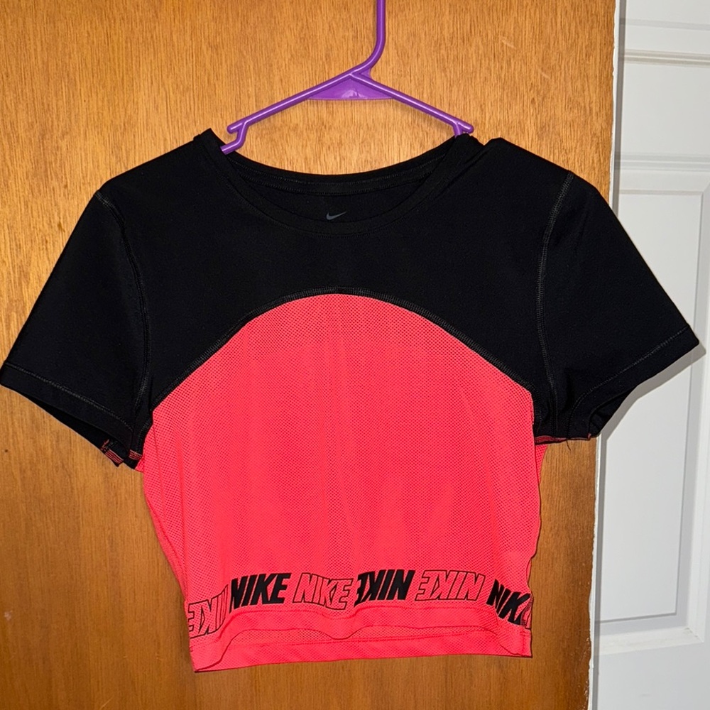 Nike Black and Hot Pink Crop Top